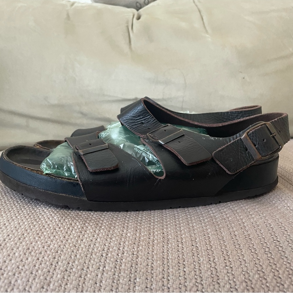 Birkenstock Milano Sandals Mens 8 Womens 10 Black Good Leather Slingback 41